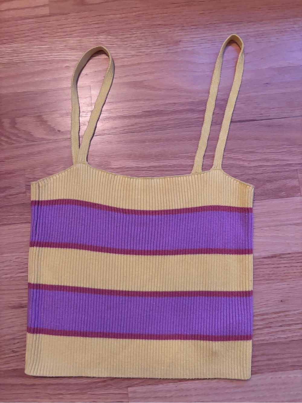 MOTHER Ribbed Tank in Yellow, Purple & Berry Stripe